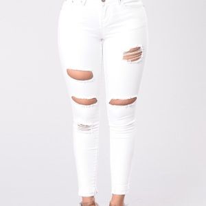 White Fashion Nova Pants Ripped